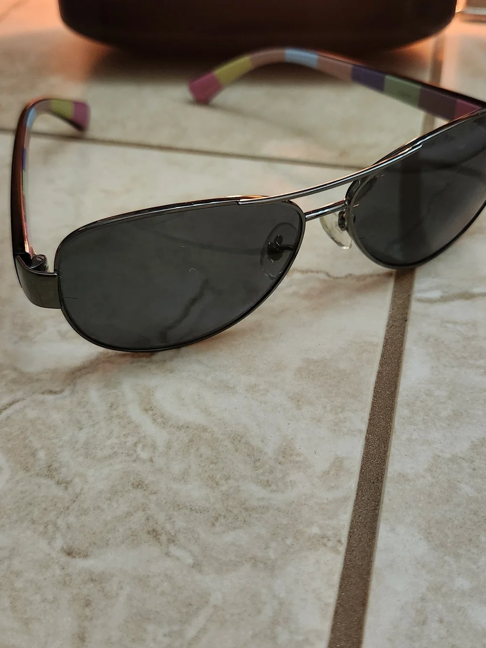 Aviator-Style Women's Sunglasses/GLASSES,  in Black with Multicolor Temples